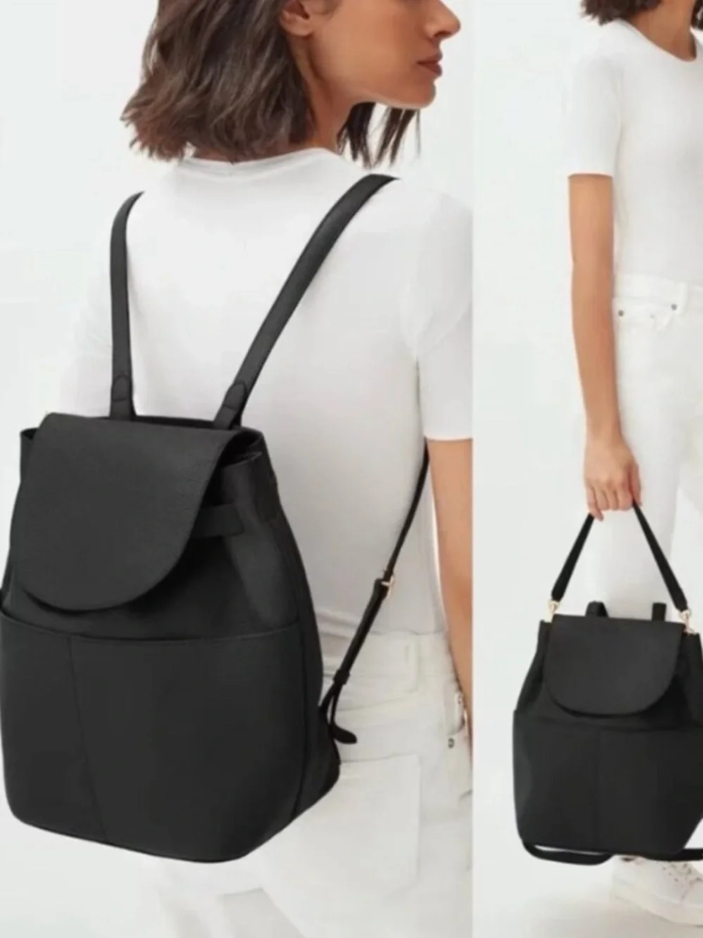 Cuyana Leather Black Backpack